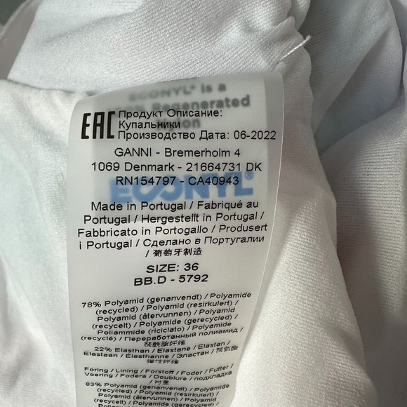 GANNI Recycled‎ Floral Printed V-String One Piece Swimsuit, Size 36, Sugar Plum - Picture 10 of 12